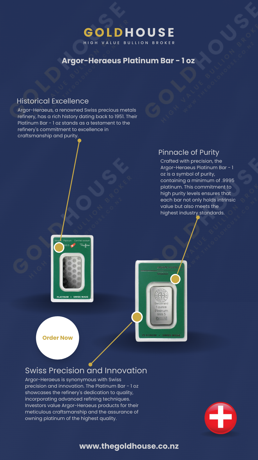 1 oz Platinum Bullion Bar Information - The Gold House, New Zealand