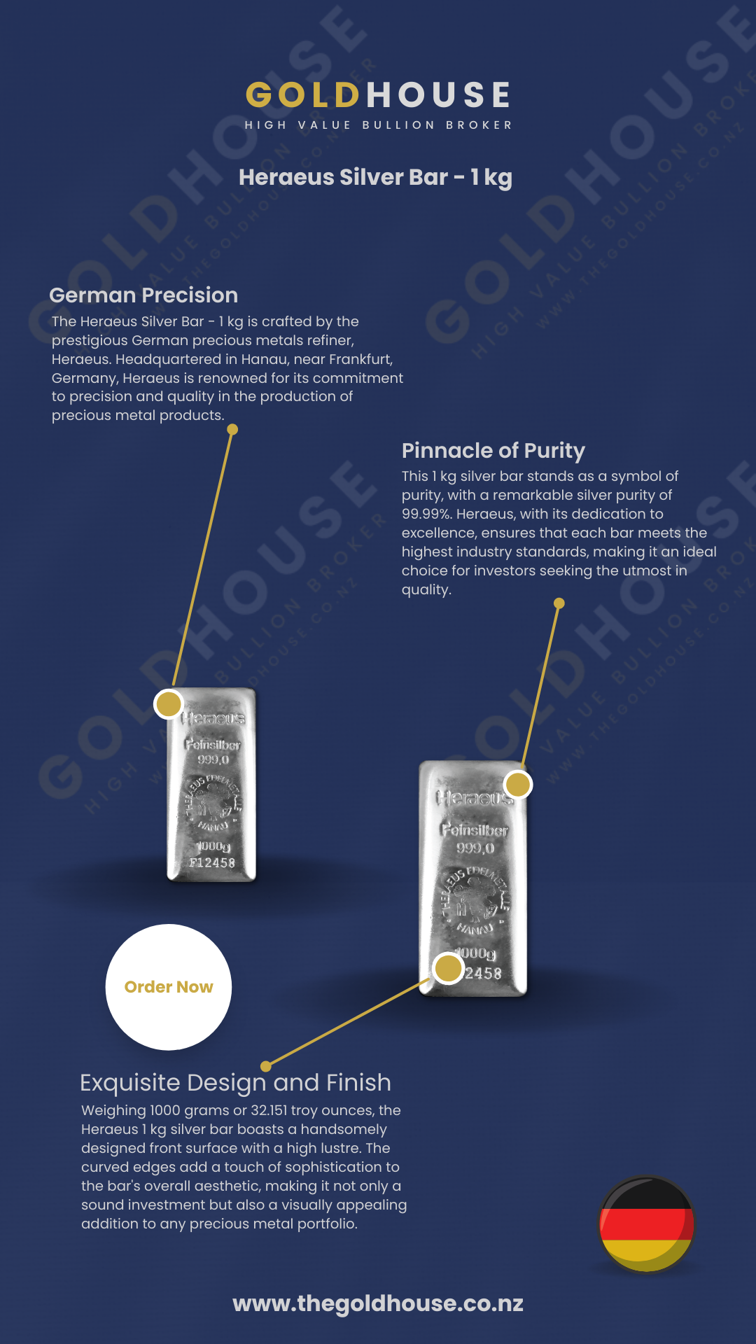 Heraeus Silver Bar - 1 kg - The Gold House