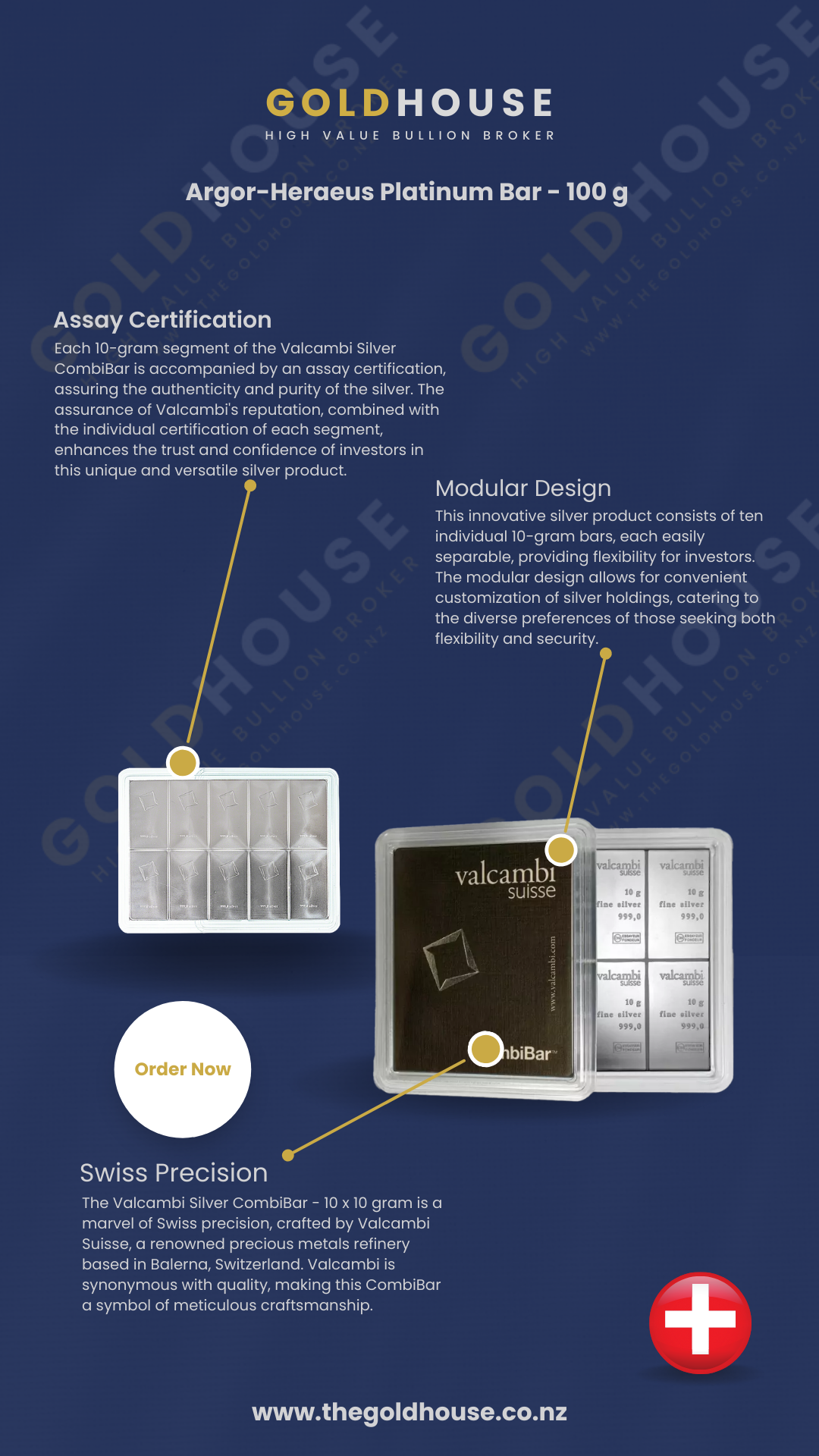 Information - Valcambi Silver CombiBar - 10 x 10 gram - www.thegoldhouse.co.nz Information on Valcambi 10x10 Gram Silver CombiBar at The Gold House