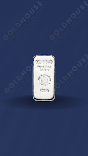 Front view of the 500-gram Heraeus silver cast bar - The Gold House