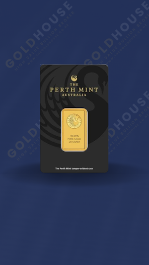 Front view of the 20g Perth Mint gold bar - The Gold House