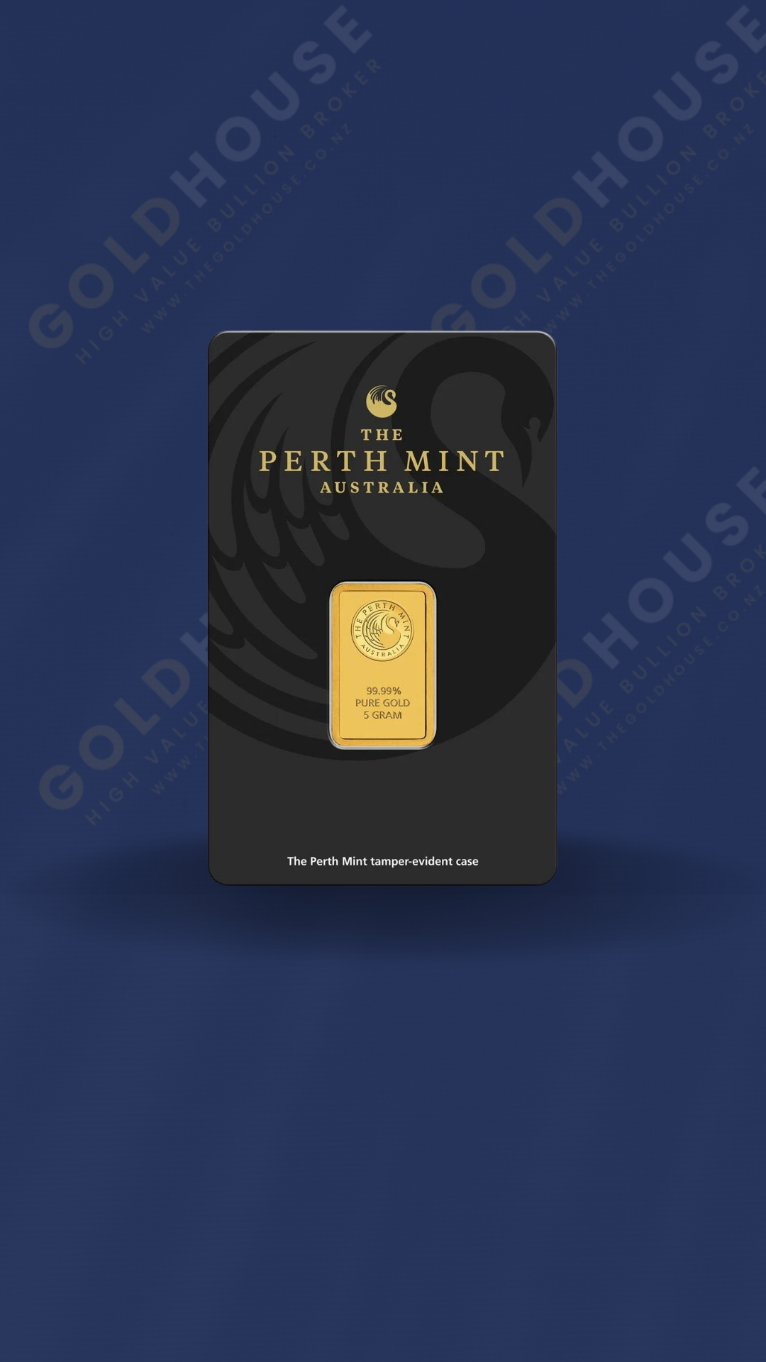 Front view of the 5g Perth Mint gold bar - The Gold House