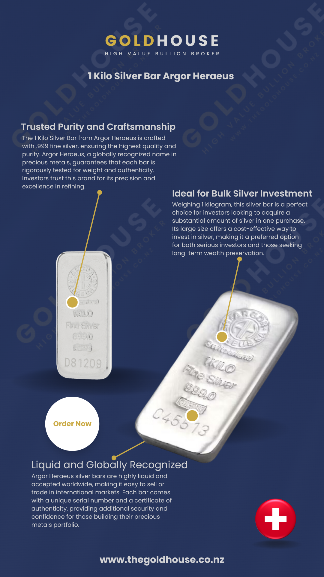 Information about the 1-kilo Argor Heraeus silver bar - The Gold House