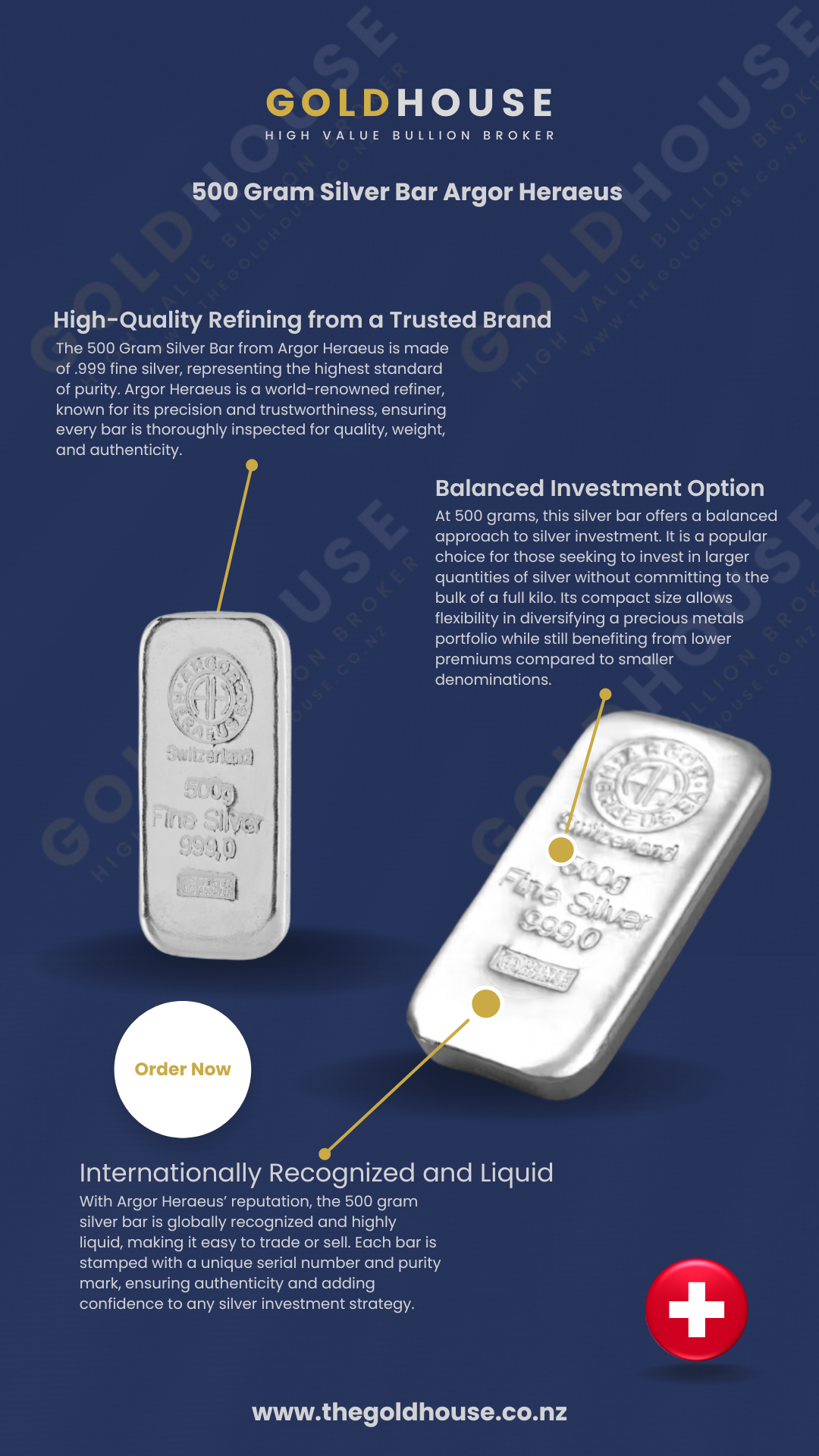 Information about the 500-gram Argor Heraeus silver bar - The Gold House