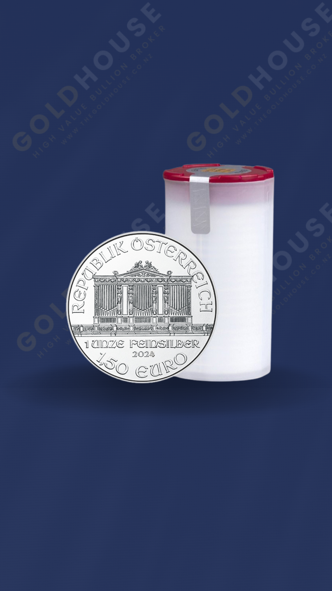 Tube-Austrian-Silver-Philharmonic-2024-Monsterbox-1oz-www.thegoldhouse.co.nz Tube containing 2024 Austrian Silver Philharmonic 1oz coins - The Gold House